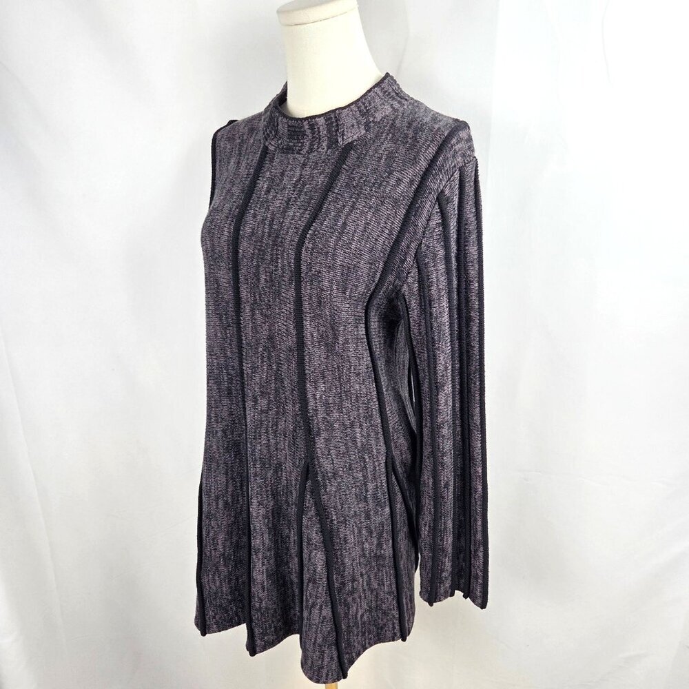 Soo Serene Sweater Small Lagenlook Grey Marled High Neck Trapeze Flare Tunic‎